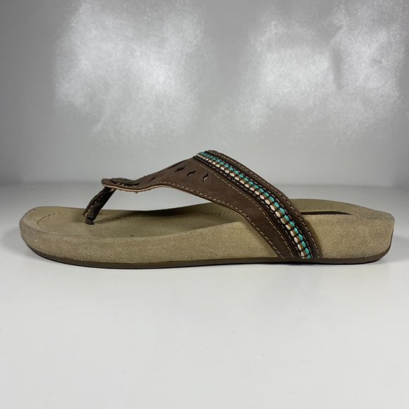 Margaritaville Women Sandals Flip Flops Diamond Cove Suede Brown Sz 6 - Picture 8 of 15